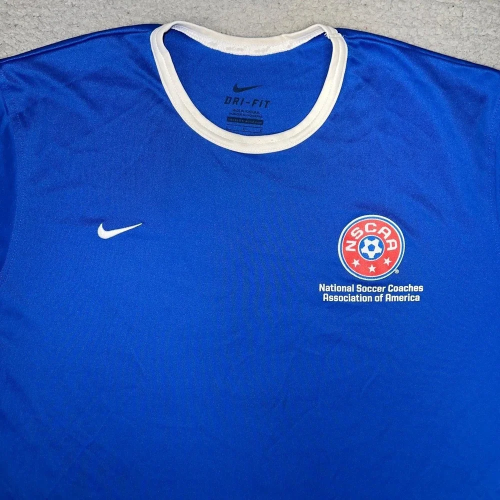Nike Team National Soccer Coaches Association of America Jersey Sz L Blue Ringer